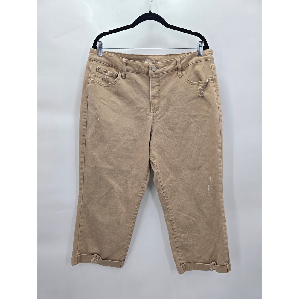 Time and Tru Brown Mid Rise Capri Cropped Y2K Distressed Denim Jeans Plus 16